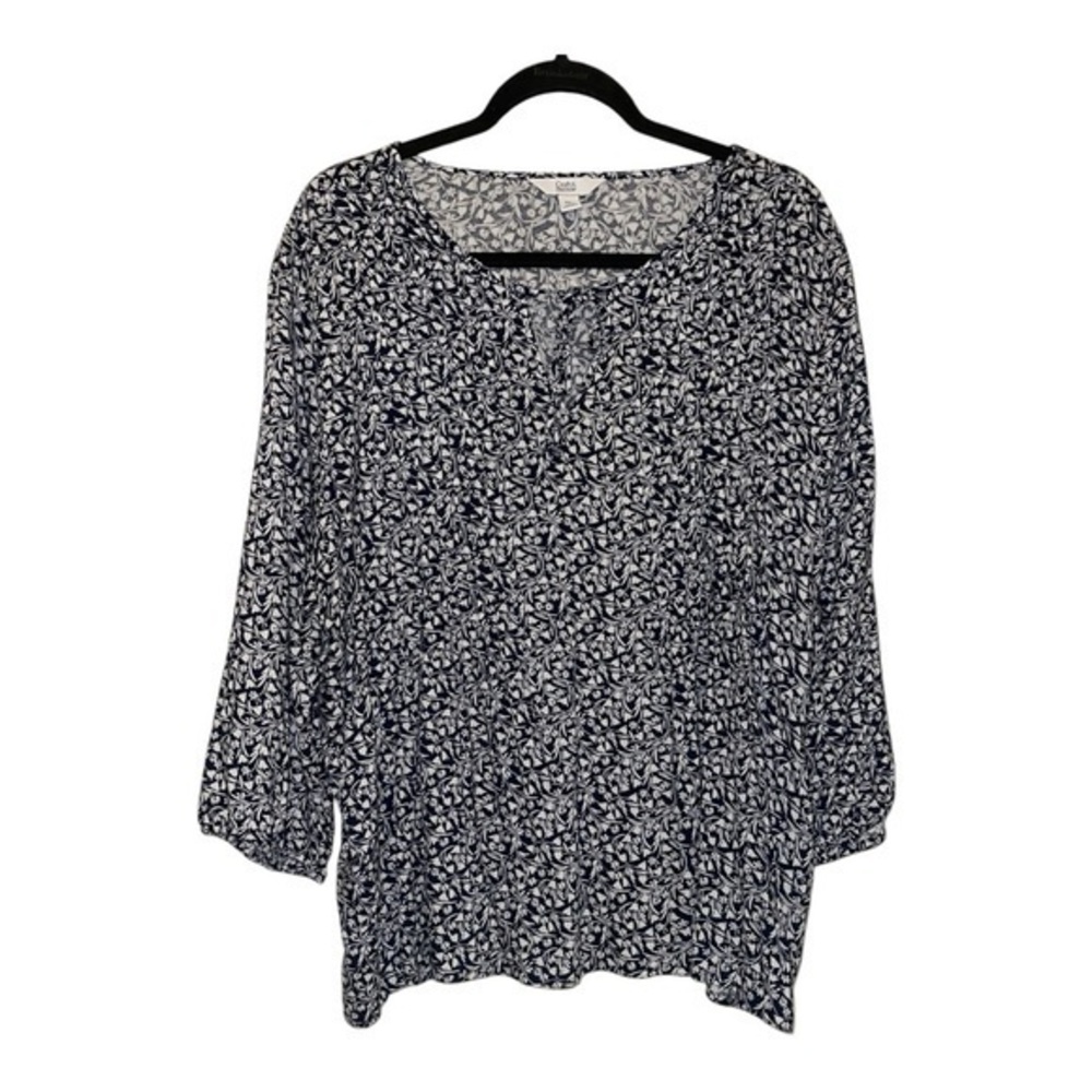 Croft & Barrow Black & White Floral Blouse